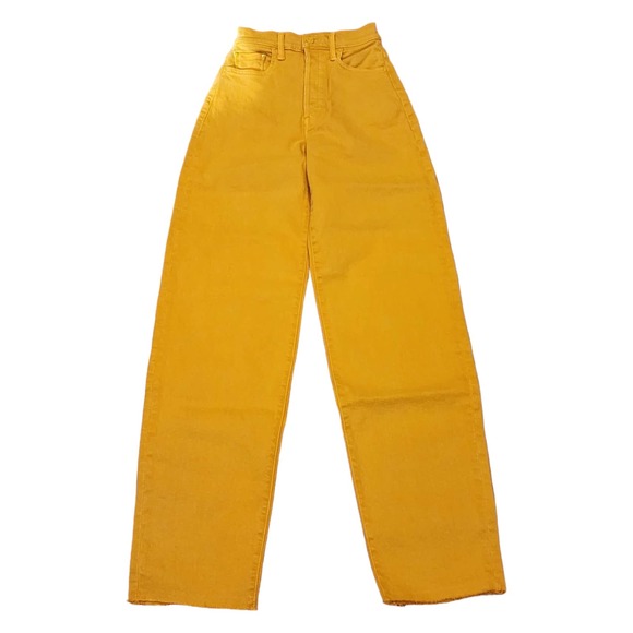 MOTHER The Curbside Heel Fray Straight Amber Yellow Jeans Size 23 - Picture 11 of 12
